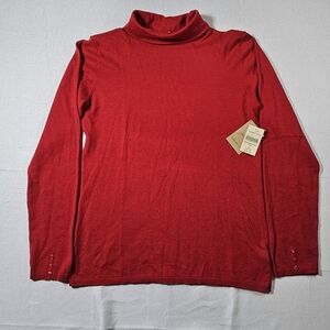 NWT Coldwater Creek Womens Red Cotton Turtleneck Long Sleeve Top Medium